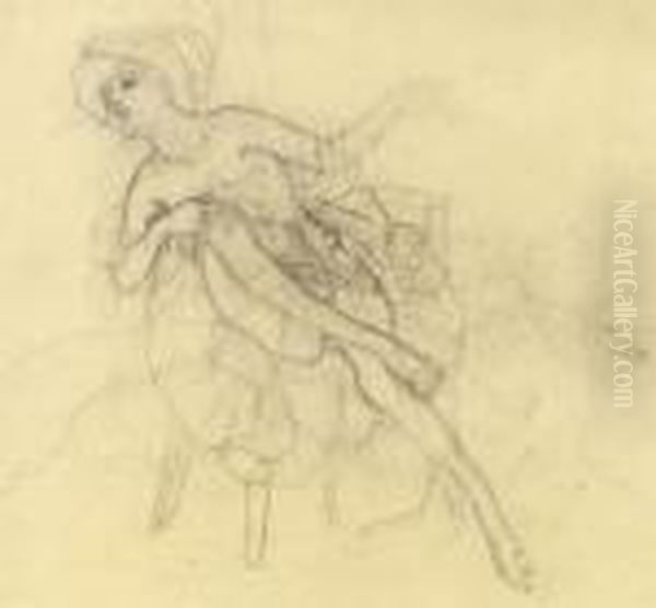 Tanzerin Auf Stuhl Posierend Oil Painting by Franz von (Choisy Le Conin) Bayros