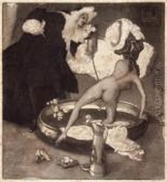 Objektnummer:111992 - Franz Von 
Bayros , Original Radierung Aufbutten - 