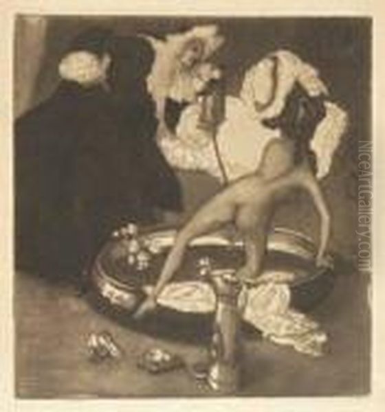 Administering An Enema; And Nude With Black Servant Oil Painting by Franz von (Choisy Le Conin) Bayros