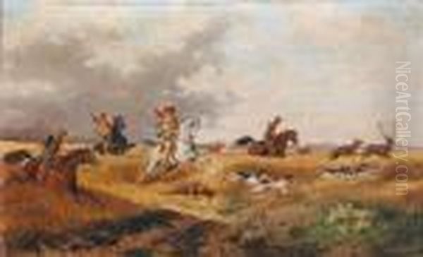 Hirschjagd Oil Painting by Alexander Ritter Von Bensa