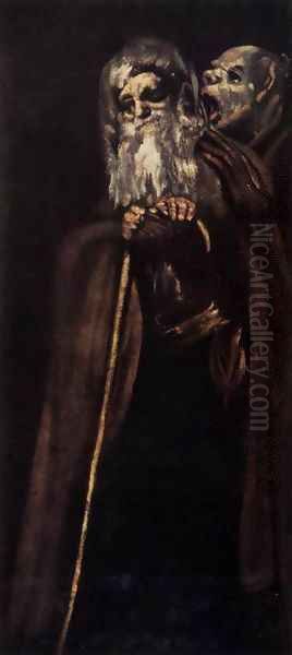 Two Monks 2 Oil Painting by Francisco Goya Fuendetodos
