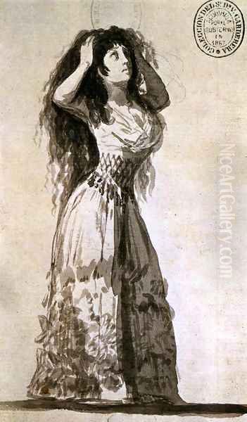 The Duchess of Alba Arranging Her Hair 2 Oil Painting by Francisco Goya Fuendetodos