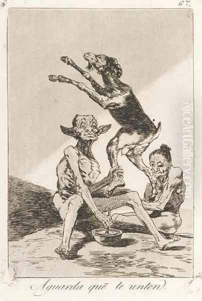 Los Caprichos Three plates Oil Painting by Francisco Goya Fuendetodos