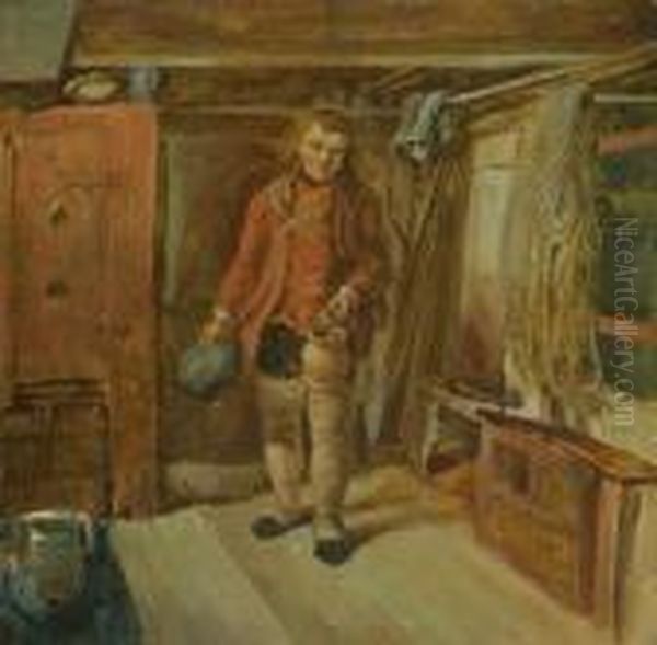 Ein Fischer In Seiner
 Stube. Oil Painting by Georg Maximilian Johann Von Dillis