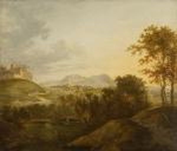 Oberitalienische
 Landschaft. Oil Painting by Georg Maximilian Johann Von Dillis