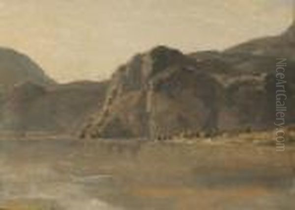 Der Kochelsee Gegen Den
 Felsenkeller. Oil Painting by Georg Maximilian Johann Von Dillis