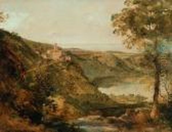Der Nemi-see Mit Blick Auf
 Genzano. Oil Painting by Georg Maximilian Johann Von Dillis