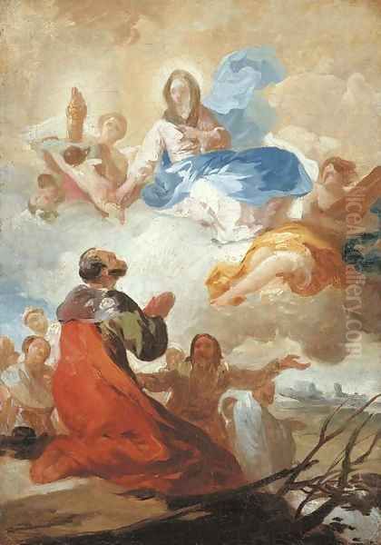 The Appearance of the Virgen del Pilar to Saint James Oil Painting by Francisco Goya Fuendetodos