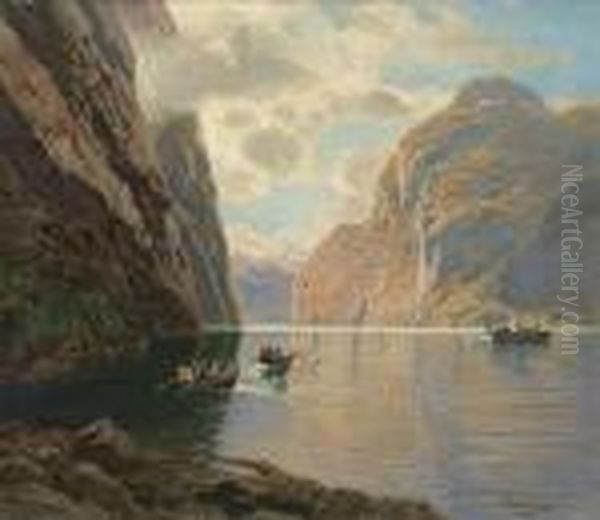 Amgeirangerfjord Oil Painting by Themistocles Von Eckenbrecher
