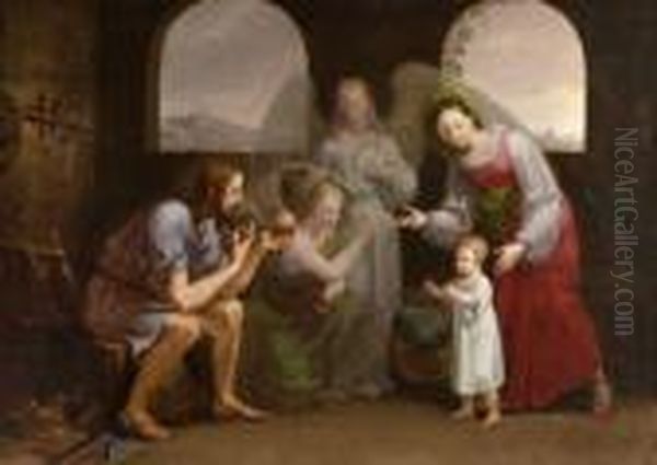 Das Christuskind Lernt
 Laufen: Oil Painting by Josef Von Fuhrich