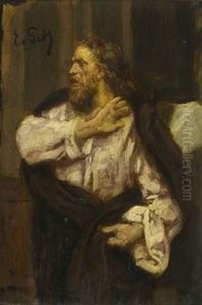 Figurenstudie Oil Painting by Eduard Karl Franz von Gebhardt