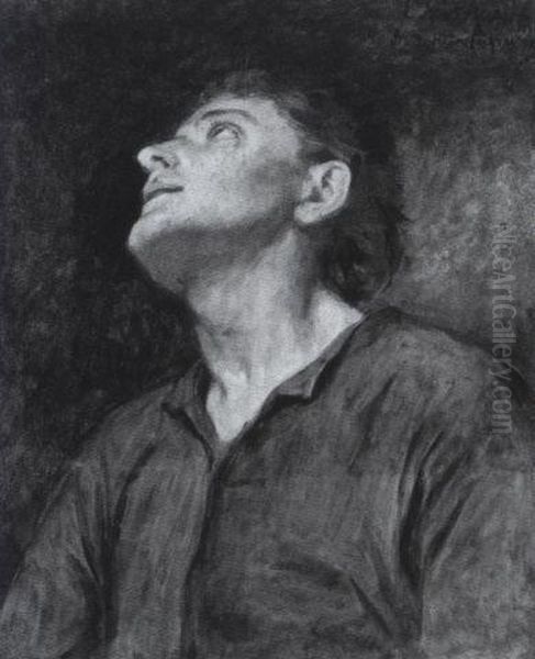 Mannlicher Studienkopf Oil Painting by Eduard Karl Franz von Gebhardt