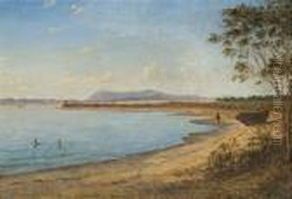 Mount Macedon From A Point Between St Kilda And Brighton Oil Painting by Eugene von Guerard