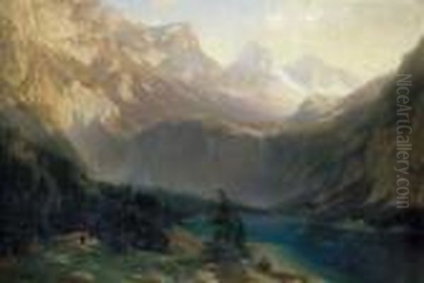 Hochgebirgslandschaft Mit Einem
 Bergsee.

 Signiert Unten Links: O. V. Kamecke.

 Verso Signiert: Oil Painting by Otto Werner Henning Von Kameke
