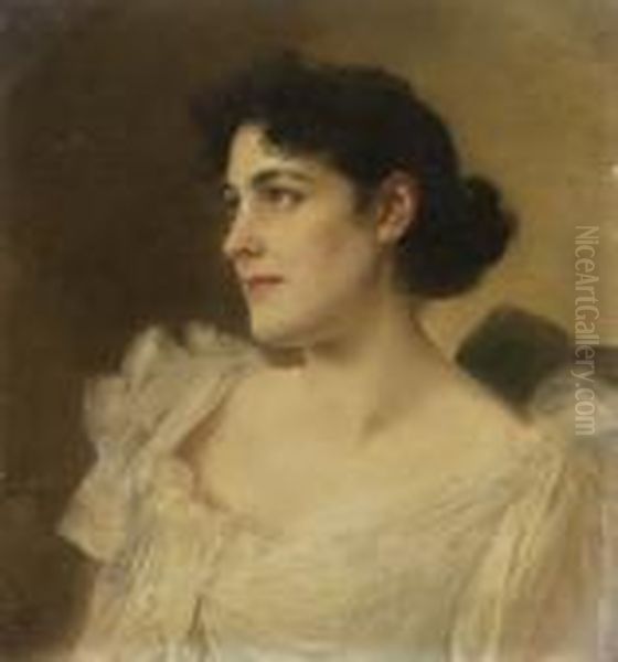 Bildnis Einer Jungen
 Dame. Oil Painting by Friedrich August von Kaulbach