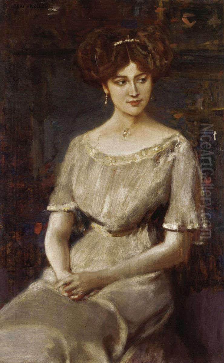 Portrait Of Elisabeth Von Wichmann Oil Painting by Albert von Keller