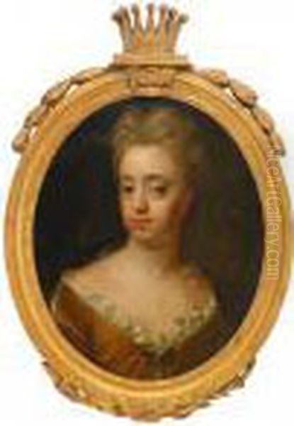 Portratt Av Prinsessan Hedvig 
Sofia Kladd I Guldfargad Klanning Med Spetskant - Midjebild Oil Painting by David von Krafft