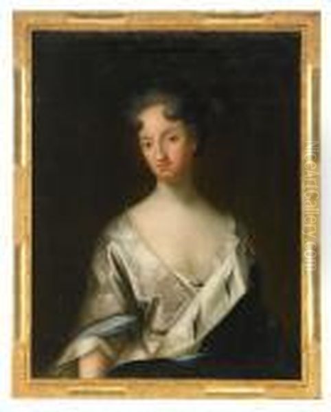 Portratt Av Prinsessan Hedvig 
Sofia Kladd I Silverbroderad Klanning Samt Hermelinbramad Mantel - 
Midjebild Oil Painting by David von Krafft