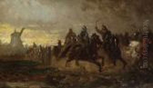 Auffahrende Preusische
 Artillerie Oil Painting by Hans von Marees