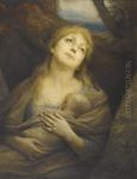 Genoveva Oil Painting by Gabriel Cornelius Von Max