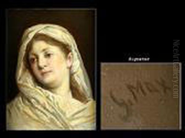 Junge Frau Mit Kopftuch Oil Painting by Gabriel Cornelius Von Max