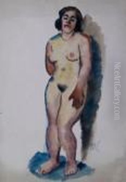 Stehender Weiblicher Akt Oil Painting by Constantin Von Mitschke Collande