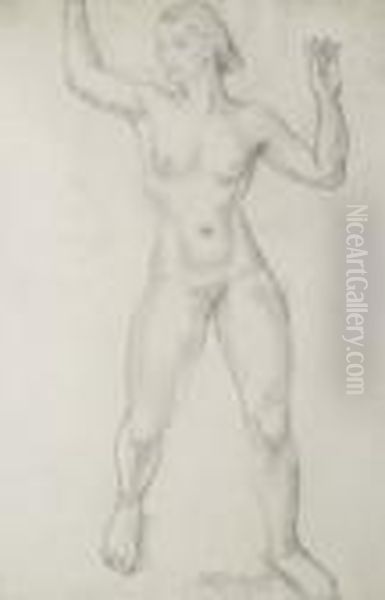 Stehender Weiblicher Akt Oil Painting by Constantin Von Mitschke Collande