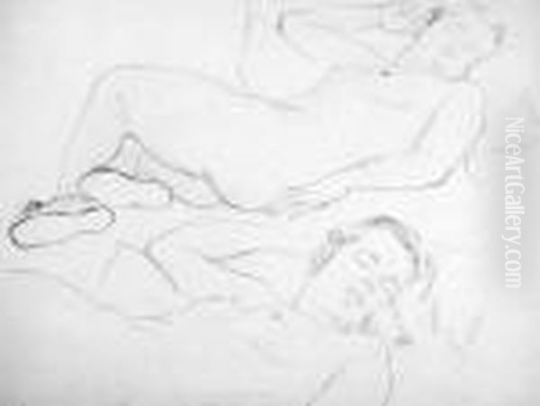 Aktstudien Oil Painting by Constantin Von Mitschke Collande