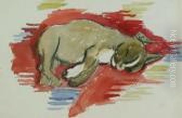 Schlafender Hund Oil Painting by Constantin Von Mitschke Collande