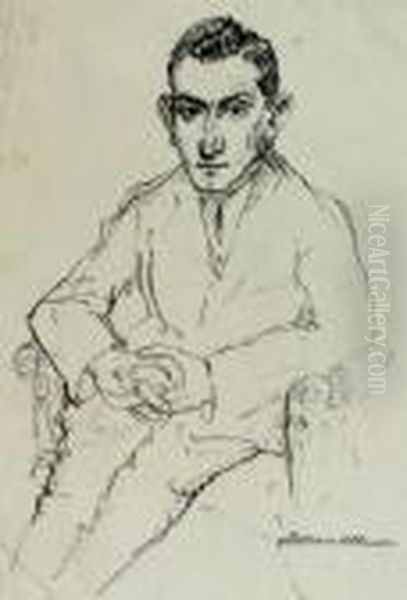 Sitzender Mann Im Lehnstuhl Oil Painting by Constantin Von Mitschke Collande