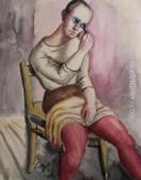 Sich Schminkender Clown I Oil Painting by Constantin Von Mitschke Collande