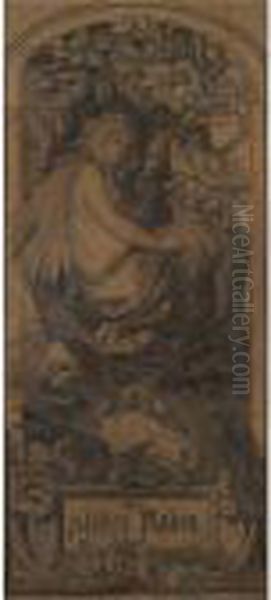 Die Treue Schwester Als 
Spinnerin In Ihrer Eichbaumhohle: Titelbild Zu Einer Fassung Der 'sieben
 Raben' (the Faithful Sister Spinning In Her Oak Tree Hollow: Cover 
Design For A Version Of 'the Tale Of The Seven Ravens') Oil Painting by Moritz Ludwig von Schwind