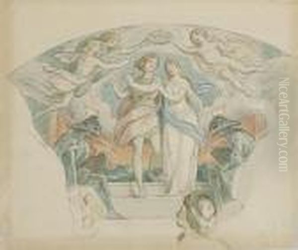 Tamino Und Pamina Mit Jubel 
Empfangen. Schlussapotheose Aus <zauberflote>, Ii. Akt, 33. Auftritt Oil Painting by Moritz Ludwig von Schwind