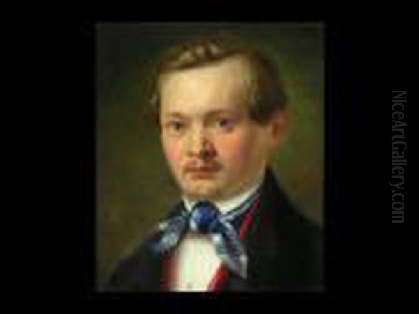 Portrait Eines Jungen Mannes Mit Schleife Oil Painting by Moritz Ludwig von Schwind
