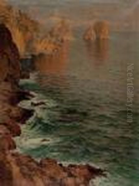 Kustenlandschaft Bei Capri Oil Painting by Paul von Spaun