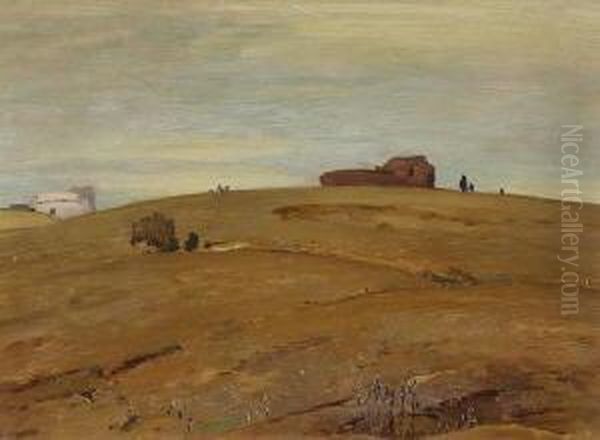 Romische
 Campagna-landschaft. Oil Painting by Toni, Anton Von Stadler