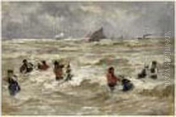 La Lecon De Natation Oil Painting by Otto Karl Kasimir Von Thoren