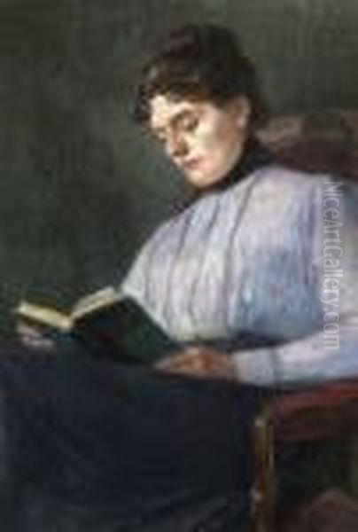 Bildnis Einer Lesenden
 Dame. Oil Painting by Fritz von Uhde