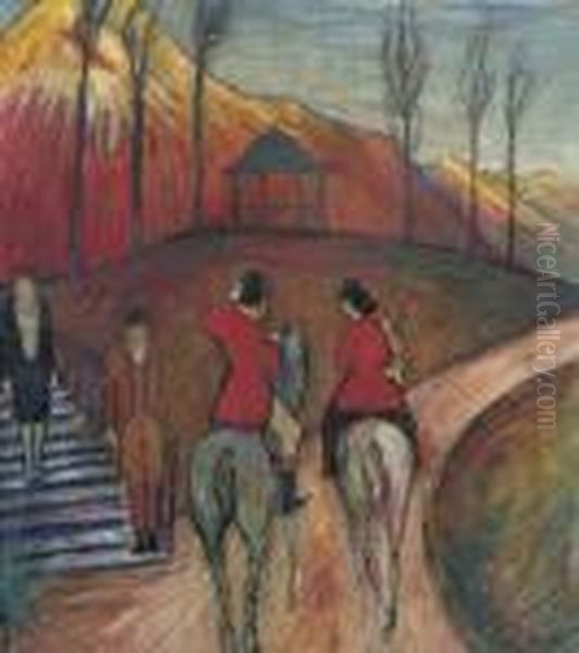Landschaft Mit Reiter Und Reiterin Oil Painting by Marianne von Werefkin