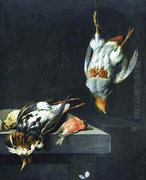 Bodegon Con Perdiz, Becada Y Otras Aves Muertas Oil Painting by Jacobes Vonck