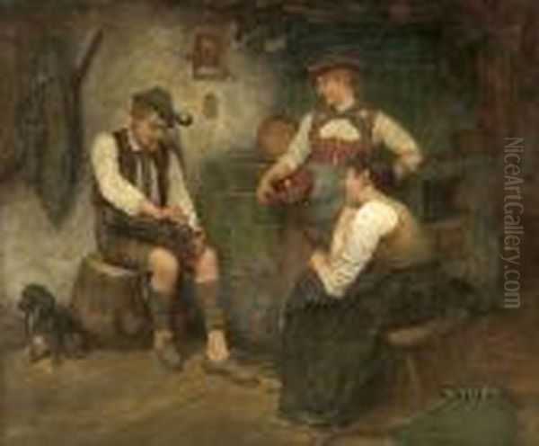 Stubeninterieur. Oil Painting by Maximilian Wachsmuth