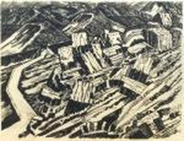 Ladle Slag, Old Hill Ii Oil Painting by Edward Wadsworth