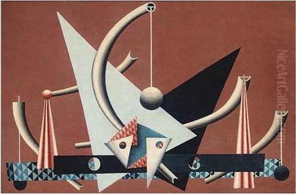 Design For Mural Painting For A 
Bar In A Seaside Pavilion, Based On Four Colours Stipulated By The 
Architect Oil Painting by Edward Wadsworth