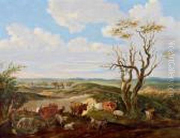 Wagenbauer Hatte Sich In Seinen 
Gemalden Auf Die Darstellung Vonweidendem Vieh In Der Landschaft 
Oberbayerns Spezialisiert Oil Painting by Max Joseph Wagenbauer
