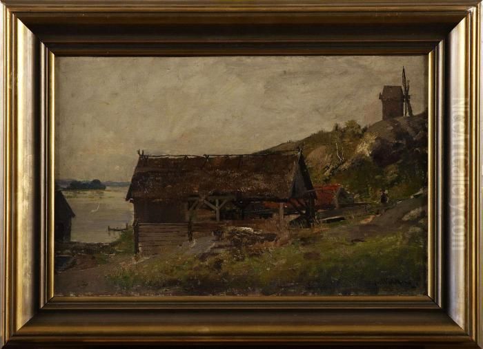 Landskap Oil Painting by Alfred Wahlberg
