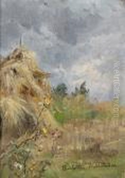 Sommarlandskap Med Hovolme Oil Painting by Charlotte Wahlstrom