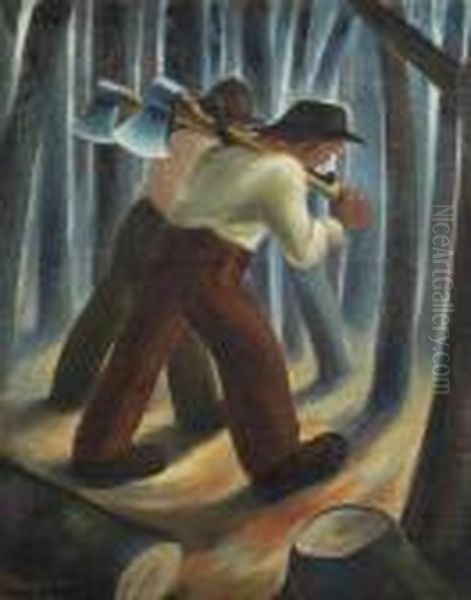 Le Retour Des Bucherons Oil Painting by Charles Walch