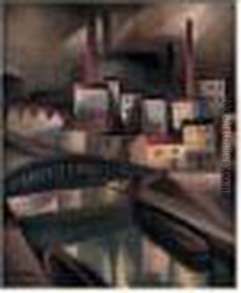 Canal Dans La Ville, Circa 1926-1927 Oil Painting by Charles Walch