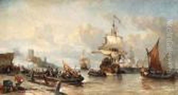 The Capture Of Den Breuil By The Dutch Protestants
Signed And Dated 'a.waldorp 1862.' (lower Left) Oil Painting by Antonie Waldorp