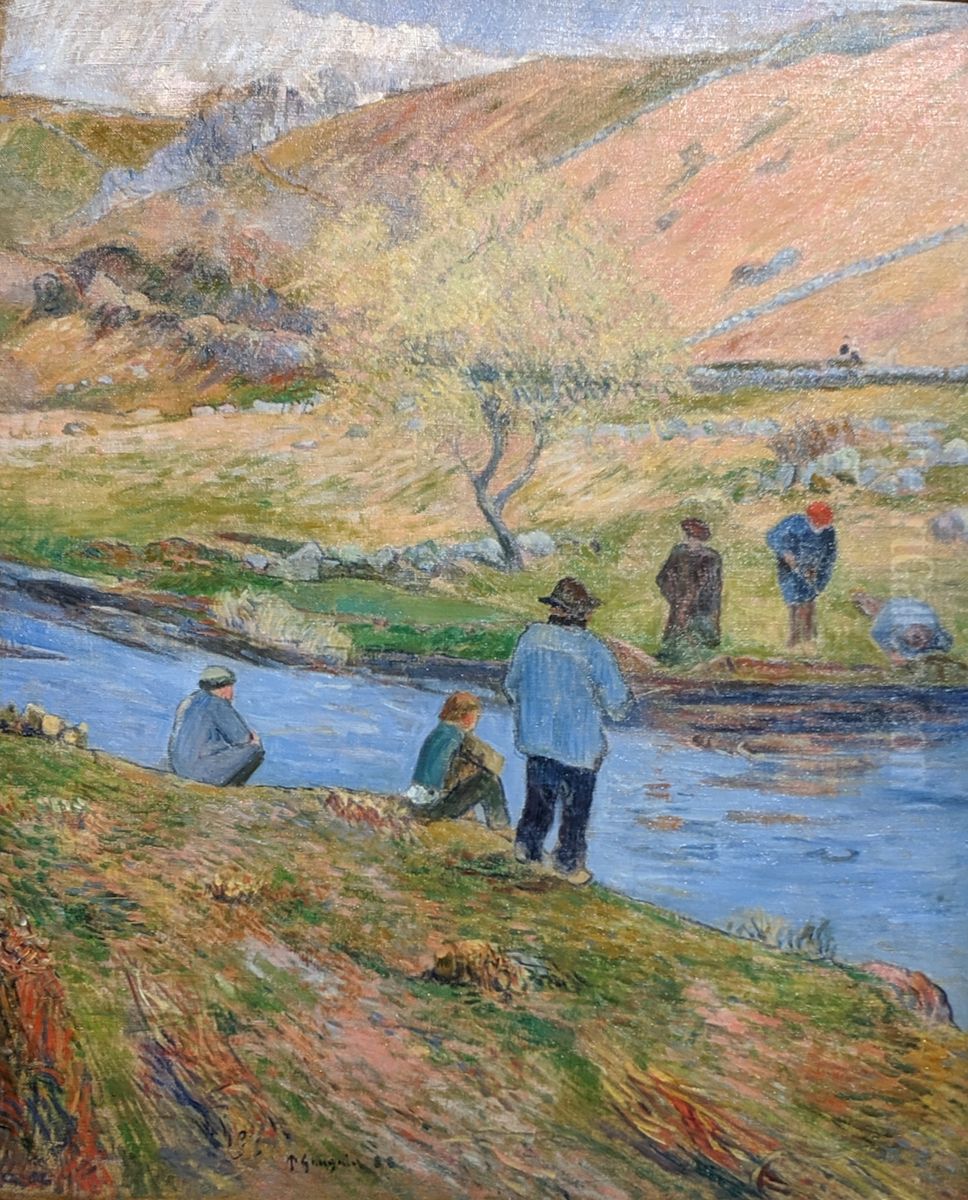 Breton Fishermen Oil Painting by Paul Gauguin